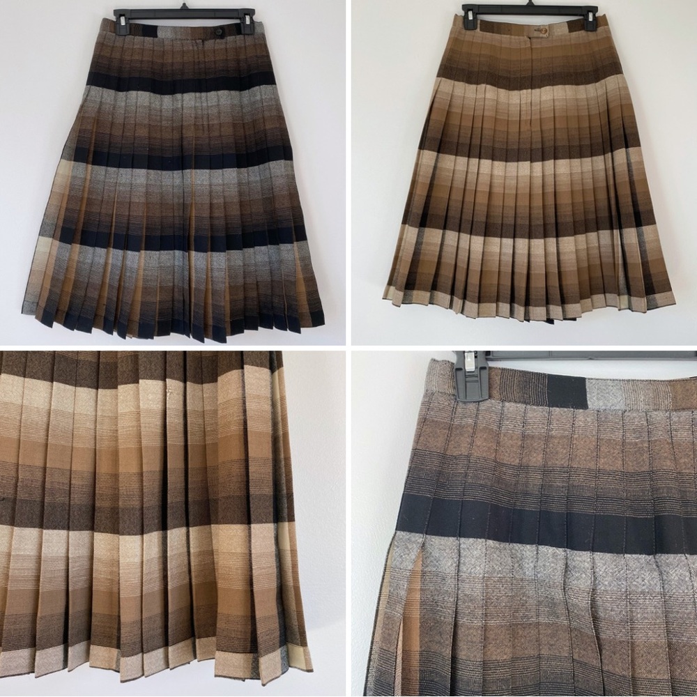 Vintage Pleated Woven Reversible Skirt Waist: 13.5”